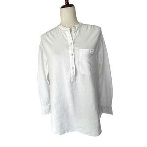 Madewell white linen blend popover tunic top size XS